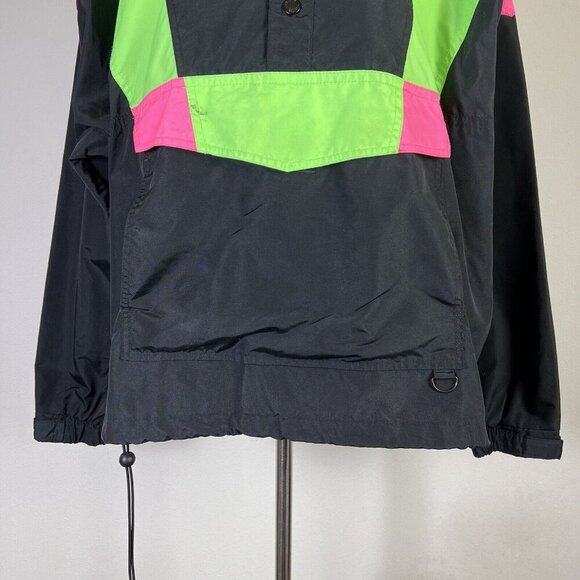 Vintage White Sierra Windbreaker Anorak Jacket Men's Large Black Neon Green Pink - Picture 3 of 16